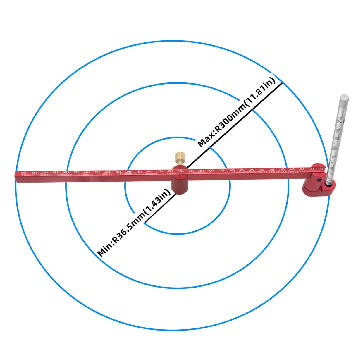 300 mm säädettävä alumiininen piirtokompassi