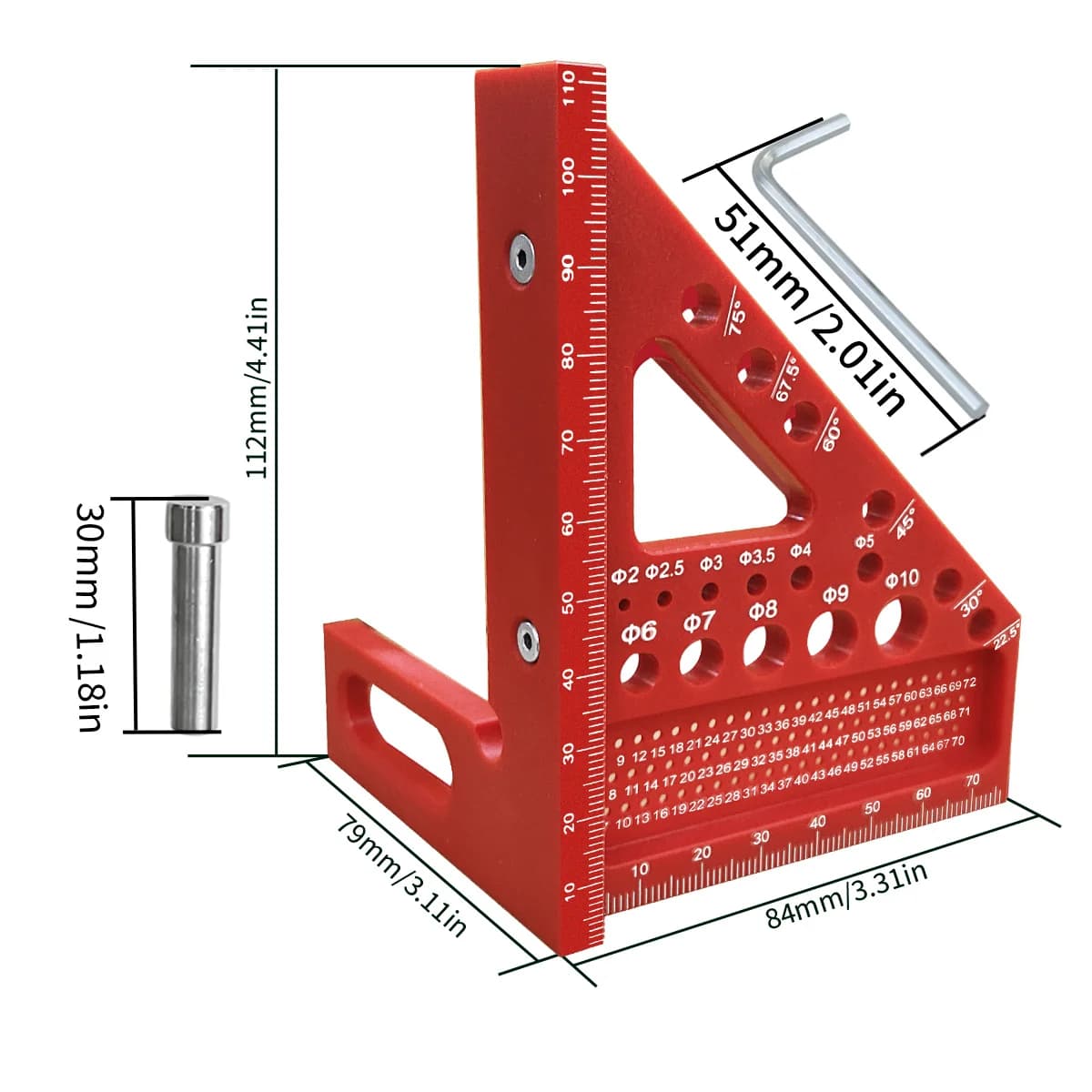 3D-monikulmainen muovinen mittaviivain